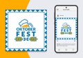 Oktoberfest banner or poster with beer mug. German festival logo, sign, label or badge. Royalty Free Stock Photo